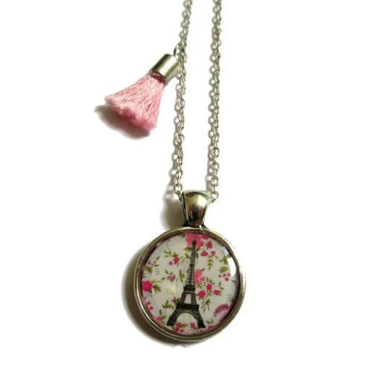 Collier Enfant Tour Eiffel Rose