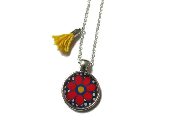 Collier Enfant Fleur Rouge