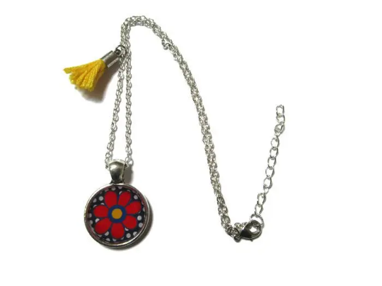 Collier Enfant Fleur Rouge