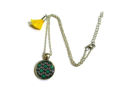 Turquoise ethnic pattern necklace for girls