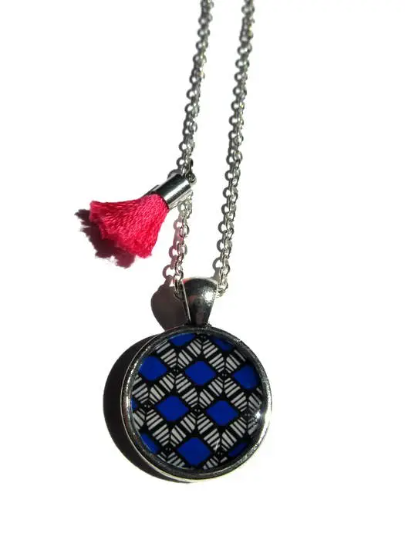 Collier Enfant Motif Ethnique Bleu