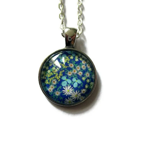 Collier Enfant Fleurs Bleues