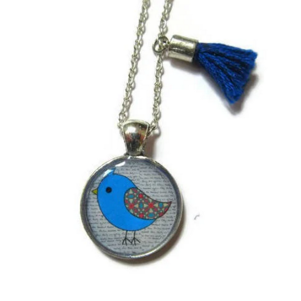 Collier Enfant Oiseau Bleu