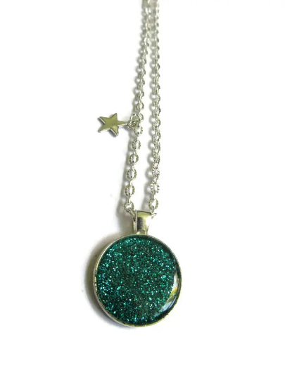 Little turquoise glitter  necklace 