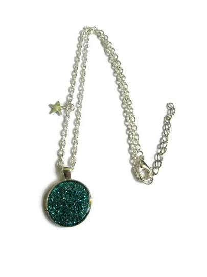 Little turquoise glitter  necklace 