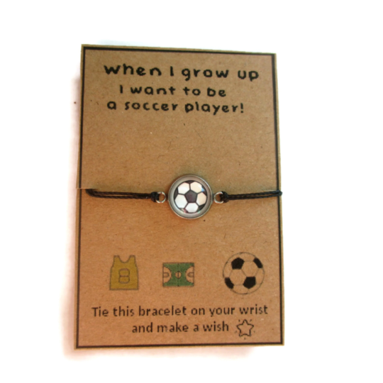 Bracelet Enfant Fil Ballon de Foot, I want to be a Soccer Player