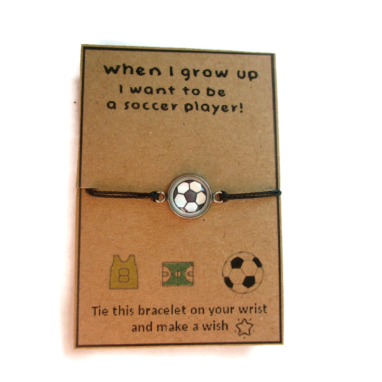Bracelet Enfant Fil Ballon de Foot, I want to be a Soccer Player –  Danslairdutempsbijoux
