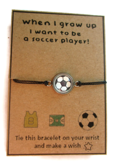 Bracelet Enfant Fil Ballon de Foot, I want to be a Soccer Player