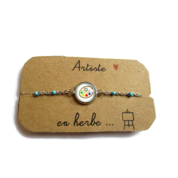 Bracelet Enfant Acier Inoxydable, Palette de Peinture/ Artiste en Herbe