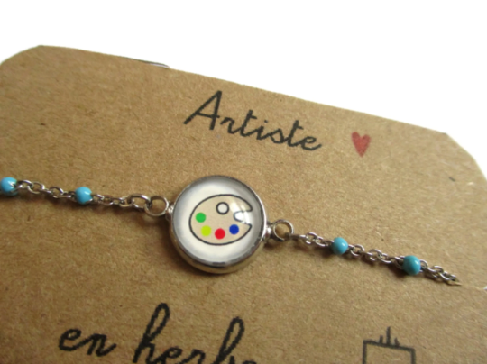 Bracelet Enfant Acier Inoxydable, Palette de Peinture/ Artiste en Herbe