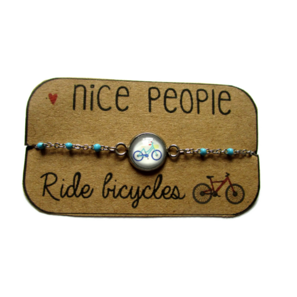 Bracelet Enfant Acier Inoxydable, Vélo/ "Nice people ride bicycle!!"