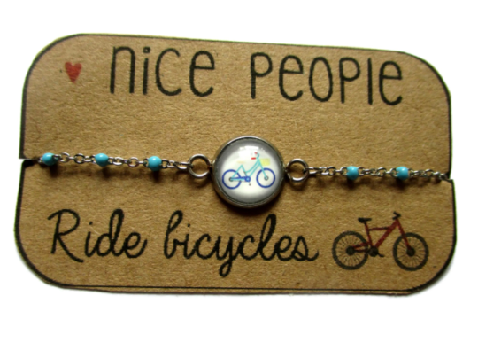 Bracelet Enfant Acier Inoxydable, Vélo/ "Nice people ride bicycle!!"