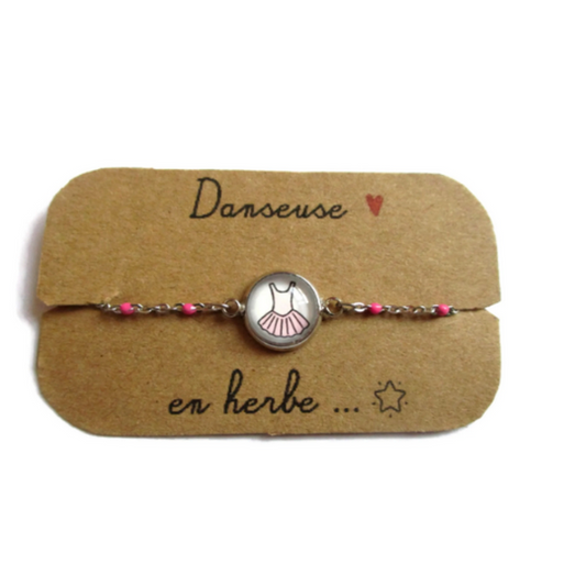 Bracelet Enfant Acier Inoxydable, Tutu / Danseuse en Herbe!