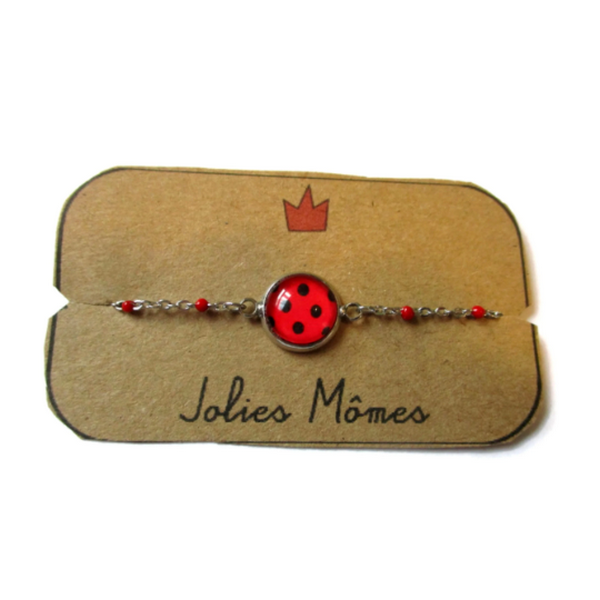 Bracelet Enfant Acier Inoxydable, Motif Coccinelle