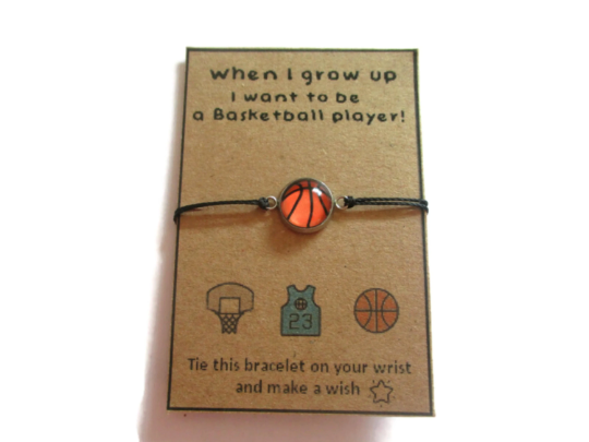 Bracelet Enfant Fil Ballon de Basket, I want to be a Basketball Player