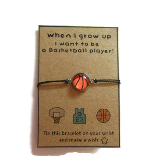 Bracelet Enfant Fil Ballon de Basket, I want to be a Basketball Player