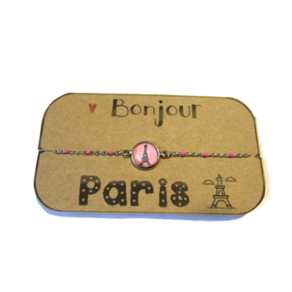 Bracelet Enfant Acier Inoxydable, Tour Eiffel / "Bonjour Paris !"