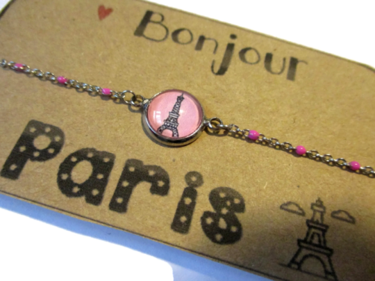 Bracelet Enfant Acier Inoxydable, Tour Eiffel / "Bonjour Paris !"