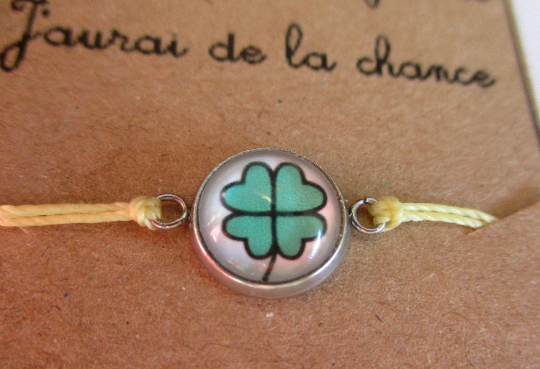 Bracelet Enfant Fil Trèfle à 4 Feuilles, Chanceuse