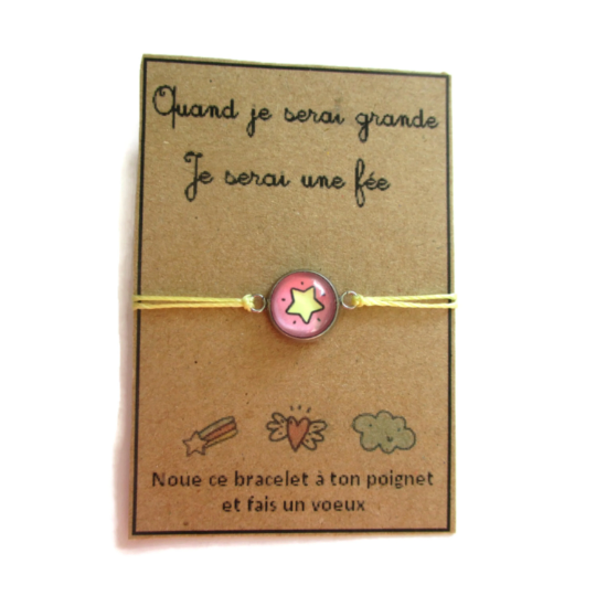 Bracelet Enfant Fil étoile jaune, Fée