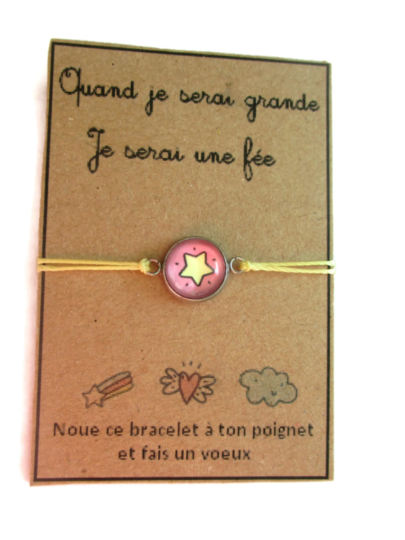 Bracelet Enfant Fil étoile jaune, Fée