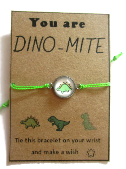 Bracelet Enfant Fil Dinosaure Vert