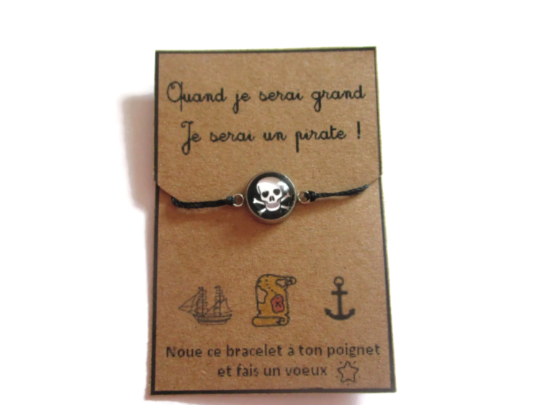 Bracelet Enfant Fil Tête de Mort, Je Serai Pirate