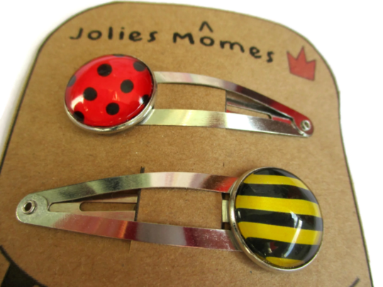 2 Barrettes Enfant Abeille et Coccinelle