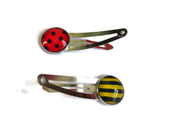 2 Barrettes Enfant Abeille et Coccinelle