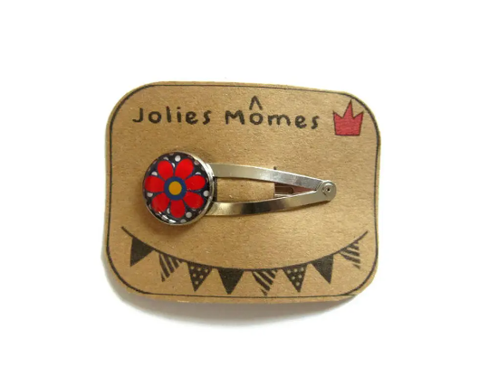 Barrette Enfant Fleur Rouge