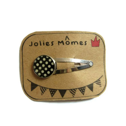 Barrette Enfant Pois Noirs et Blancs