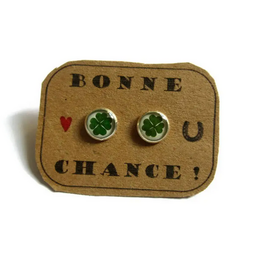 Clover Kids Stud Earrings / "Bonne Chance"