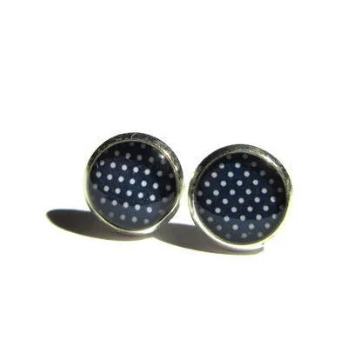 Dark Blue Polka Dot Kids Stud Earrings