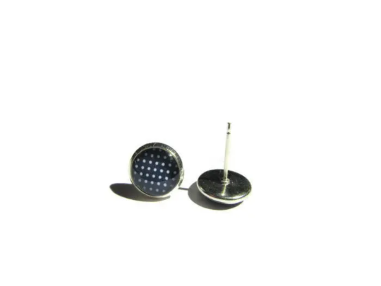 Dark Blue Polka Dot Kids Stud Earrings