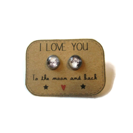 Moon Kids Stud Earrings / "I Love You to the Moon and Back "