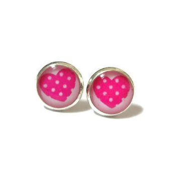 Puces d'Oreilles Enfant Coeurs Roses