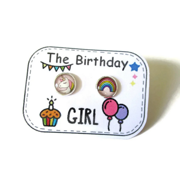 Birthday Kids Stud Earrings / "the birthday girl!!