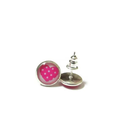 Puces d'Oreilles Enfant Coeurs Roses