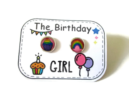 Birthday Kids Stud Earrings / "the birthday girl!!