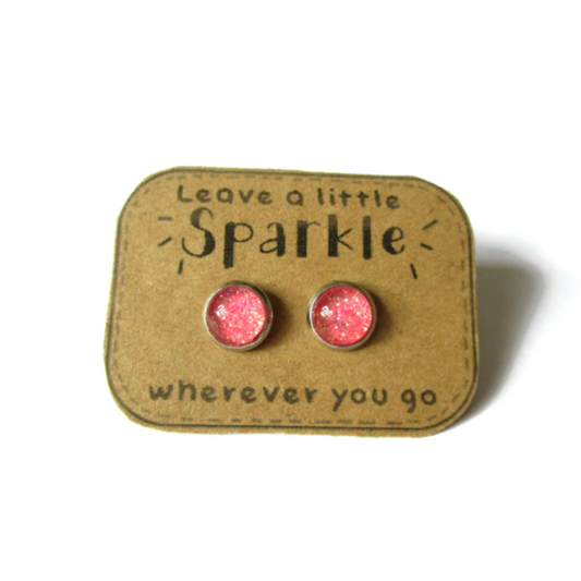 Pink Glitter Kids Stud Earrings / Leave a Little Sparkle