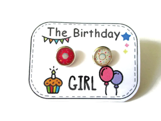 Birthday Kids Stud Earrings / "the birthday girl!!