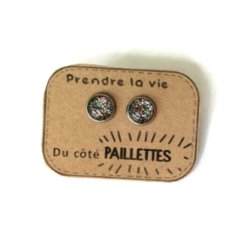 Puces d'Oreilles Enfant Prendre la Vie du côté Paillettes Multicolore