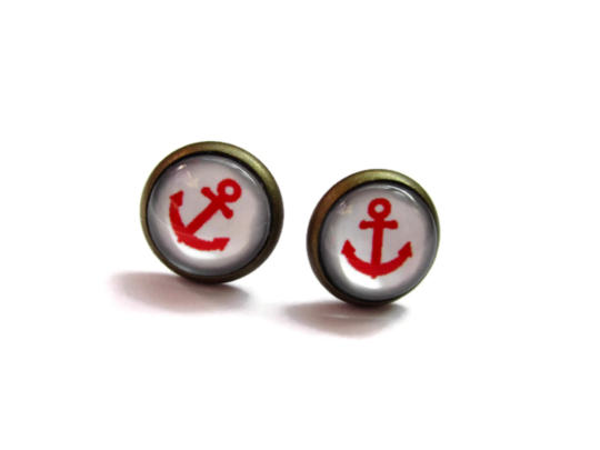 Red Anchor Kids Studs Earrings