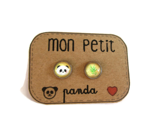 Giant Panda Kids Stud Earrings /" Mon Petit Panda! "