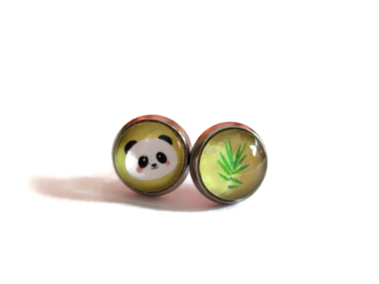 Giant Panda Kids Stud Earrings /" Mon Petit Panda! "