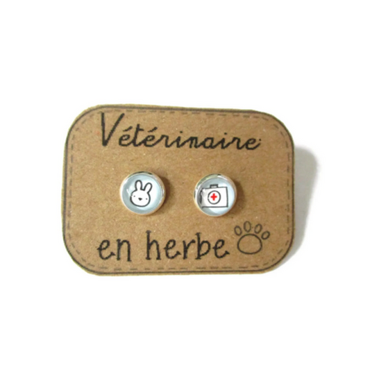 Future Vet Kids Stud Earrings / " Vétérinaire en Herbe! "