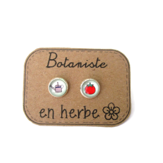 Tomato and watering cane Kids Stud Earrings / Botaniste en Herbe!