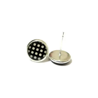 Black and White Polka Dot Kids Stud Earrings