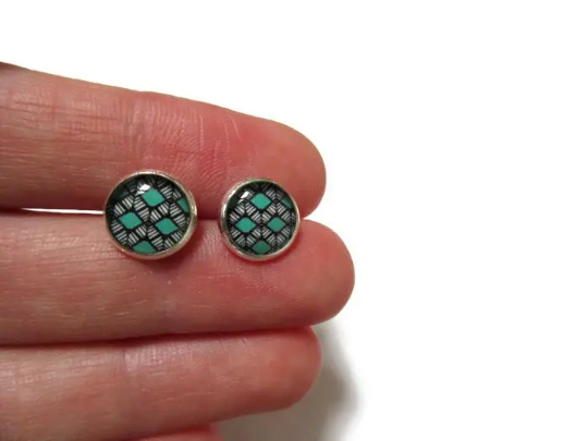 Turquoise Ethnic Kids Stud Earrings