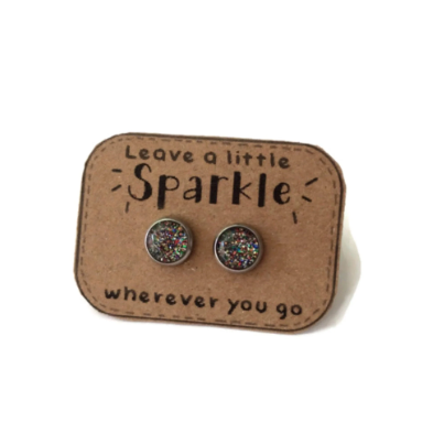 Kids Colorful Glitters Stud Earrings / " Leave a Little Sparkle Wherever You Go "